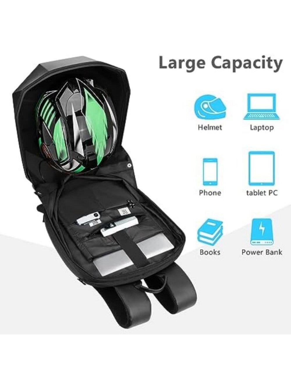LED Motorcycle Backpack with App Control, Programmable Color Display, Waterproof - Picture 4 of 6